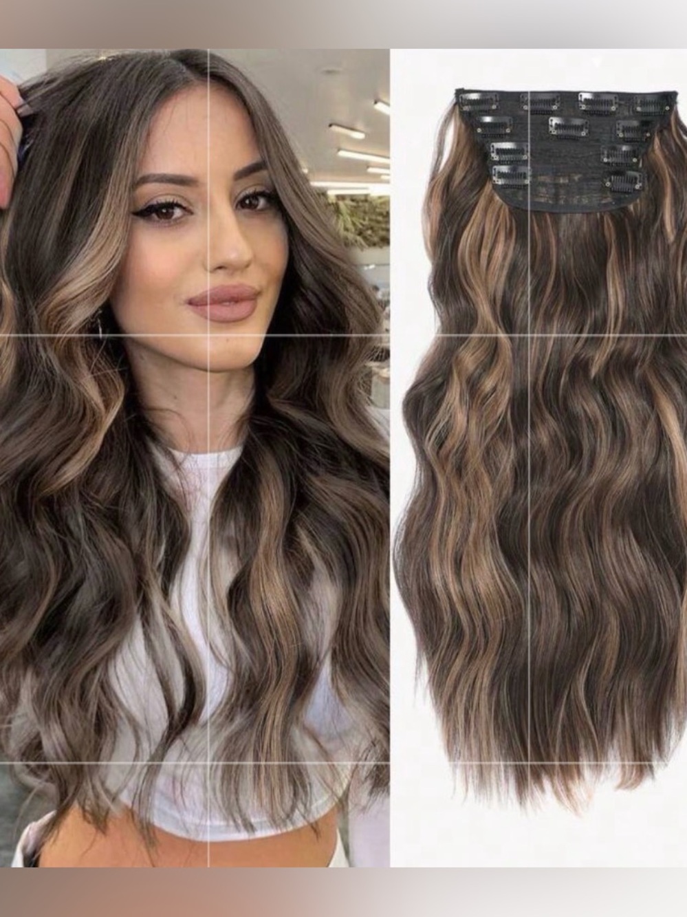 Balayage honey brown 20” Clip-In Wavy Hair Extensions  *NEW*
